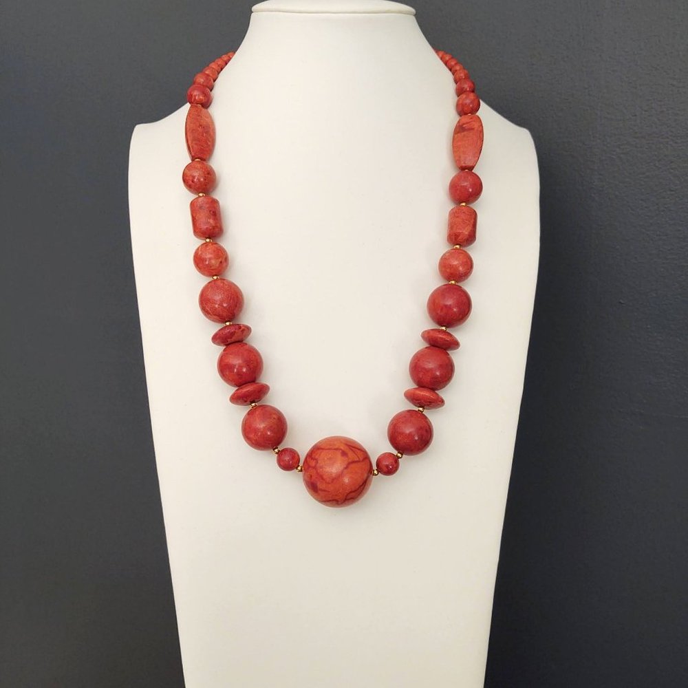 Dramatic Orange Stone Necklace - image 2